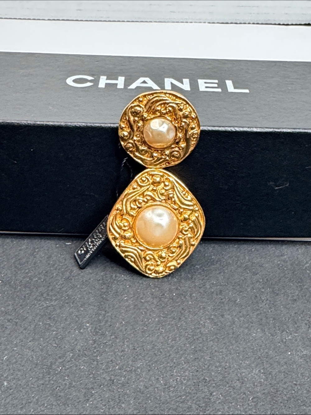 Chanel Vintage Faux Pearl Drop Brooch-NEW